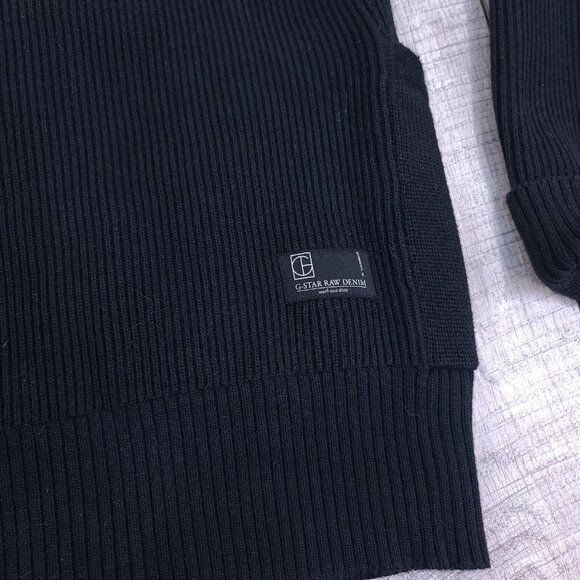 G-Star Raw Mens Small Black Skill Blazer Knit Button Cardigan Sweater Jacket - Picture 5 of 9